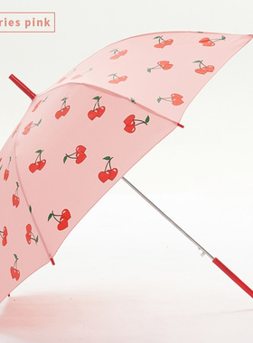 iplaybox小清新樱桃猫咪半自动长柄晴雨两用伞少女便携遮阳伞