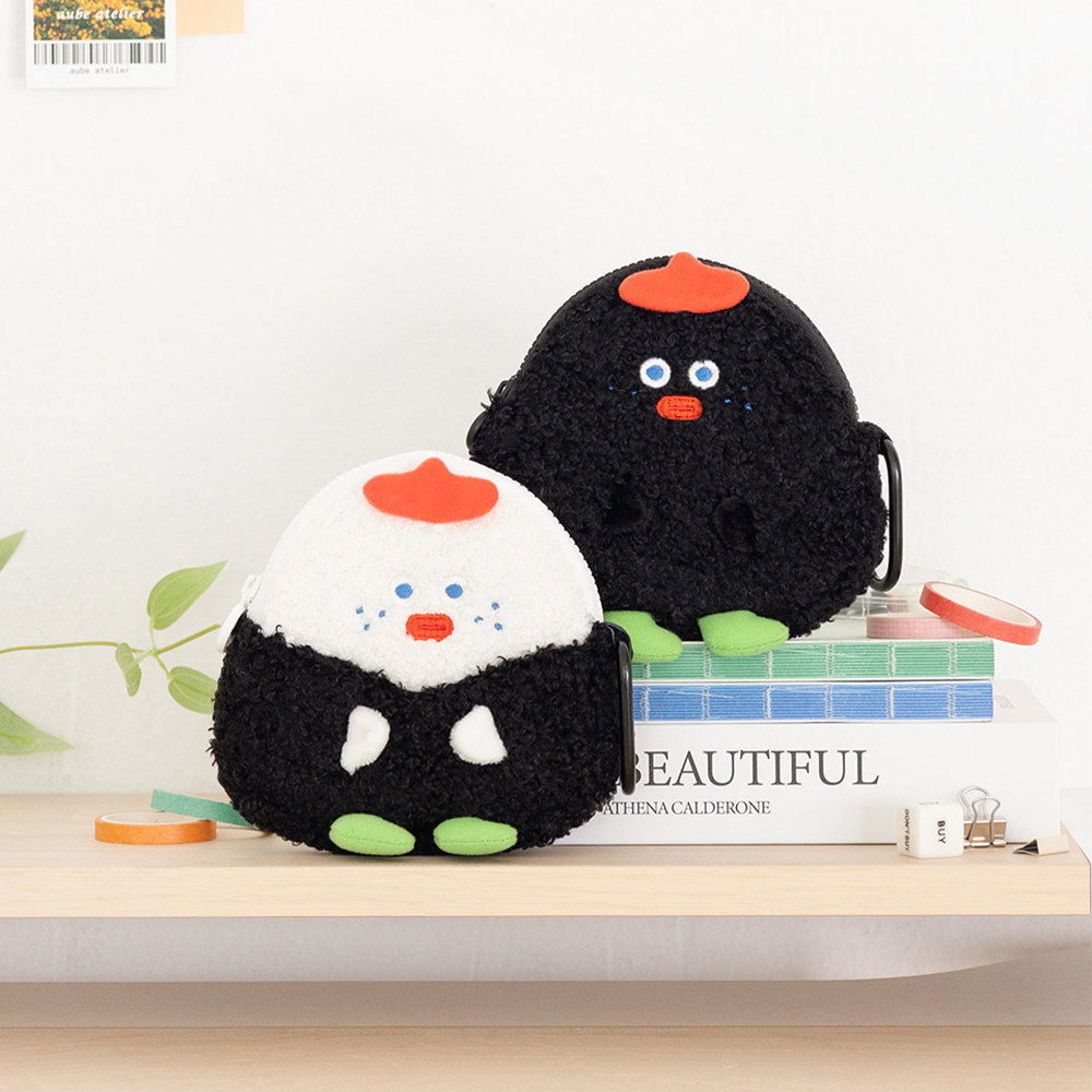 韩国Brunch Brother可爱饭团毛绒零钱女卡包挂件口红耳机小收纳包