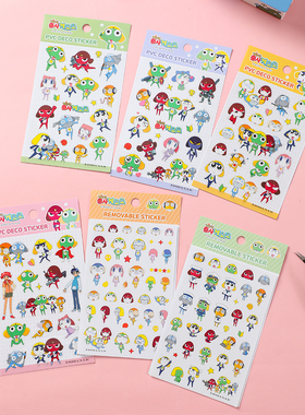keroro军曹咕卡手账可移透明贴纸pvc防水可移动日记手机装饰贴画
