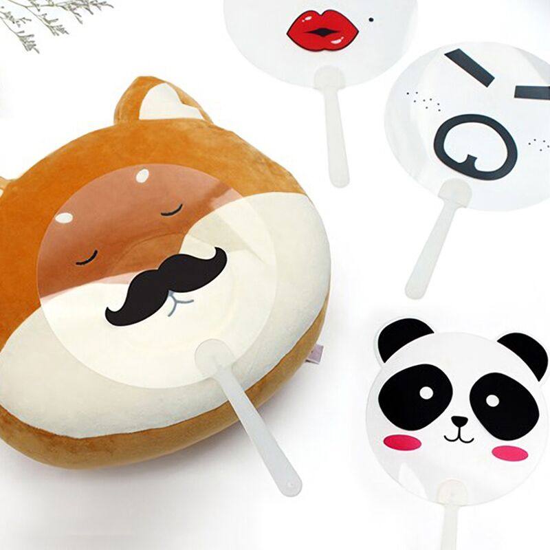 韩国进口bookfriends创意卡通变装透明扇子夏季清凉便携手拿摇扇