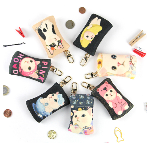 韩国绝版Jetoy创意可爱卡通猫咪迷你零钱收纳钥匙扣挂饰包钥匙包