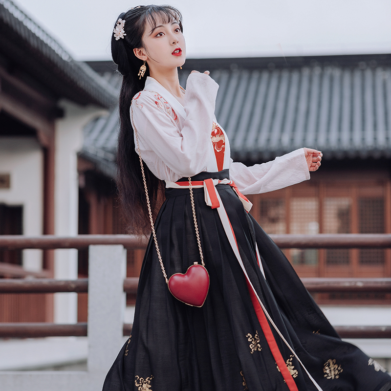 重回汉唐皓月原创正品中国风汉服女齐腰襦裙吊带直领对襟衫春夏季