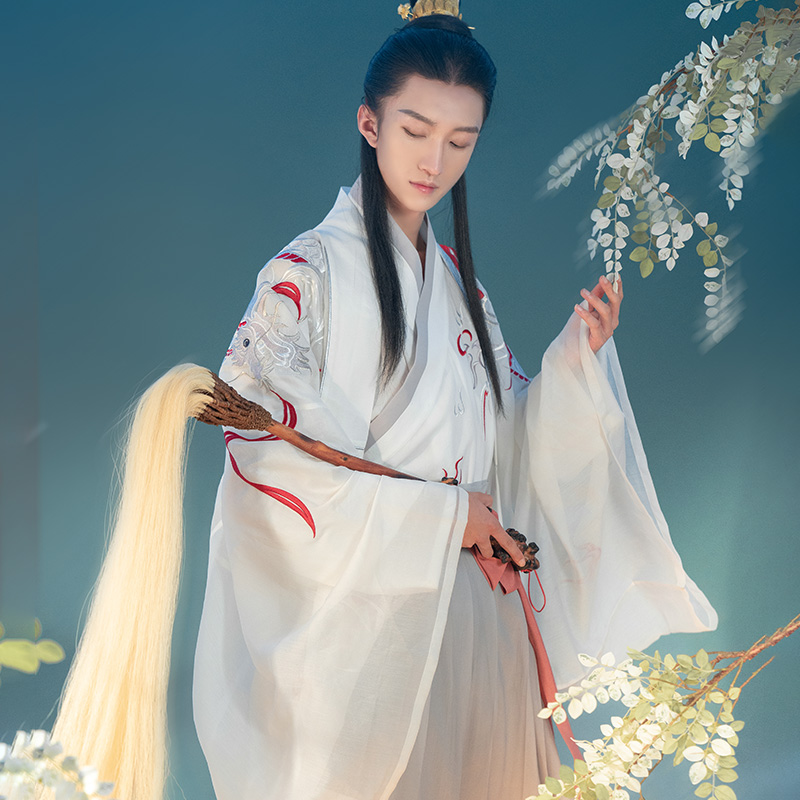 重回汉唐云涛披风外套秋季大氅重工刺绣传统日常非古装汉服男款