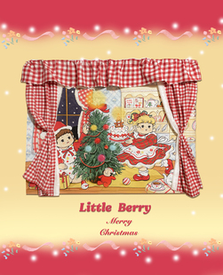 littleberry少女可爱卡通圣诞墙面氛围挂布红格子窗帘卧室客厅