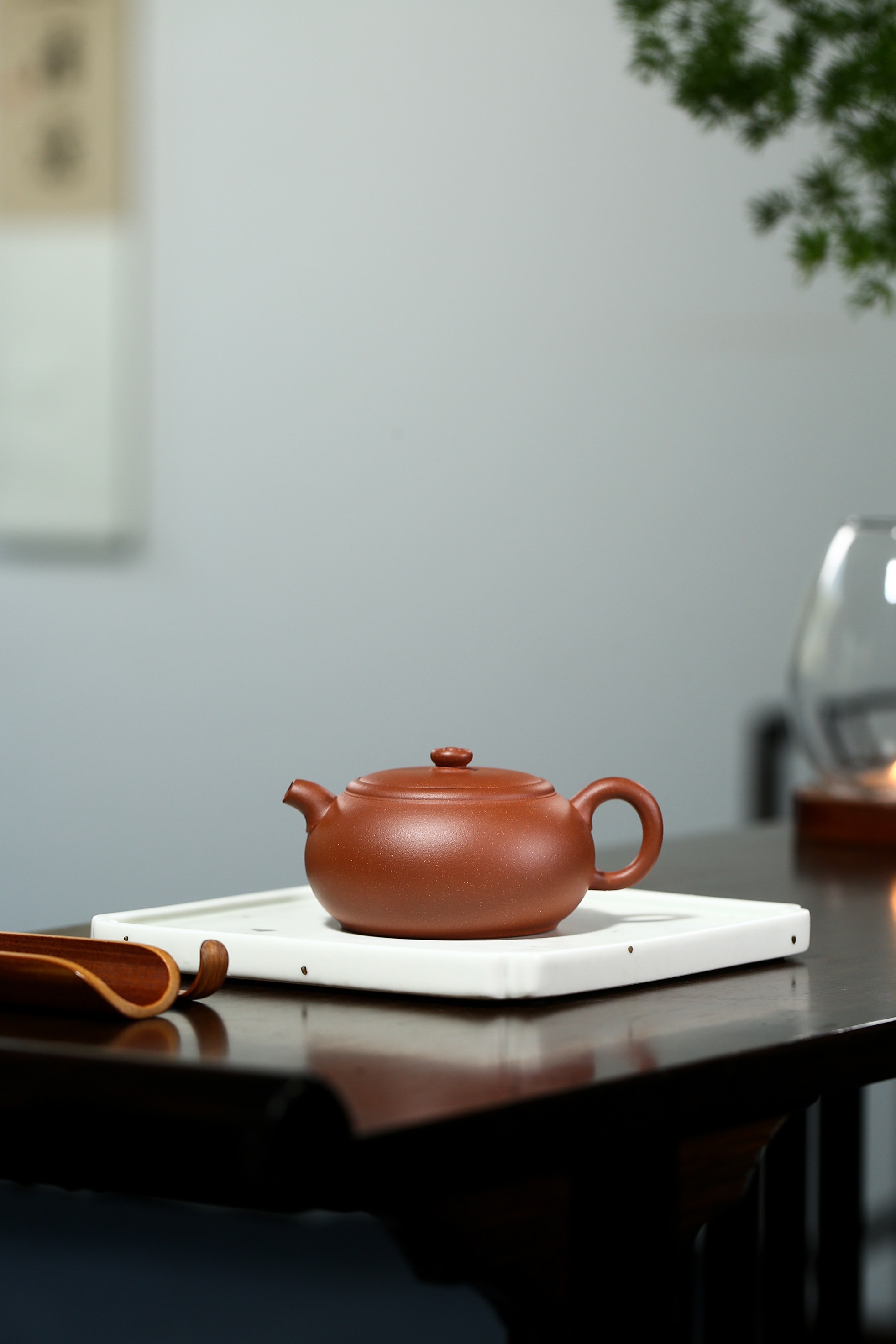 宜兴紫砂壶 手工鼓型茶壶 黄张微降坡泥140cc内推孔工夫泡茶器具