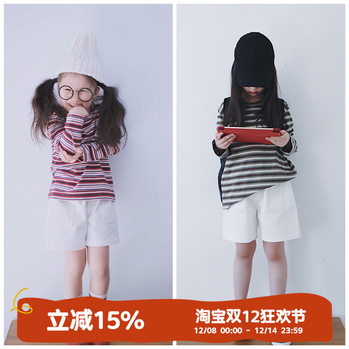 T恤hande彩条纹春季衫圆领套头