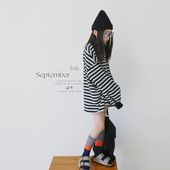 原创童装 条纹灯笼袖 长袖 高级感上衣 T恤内搭2026早春新款 AND