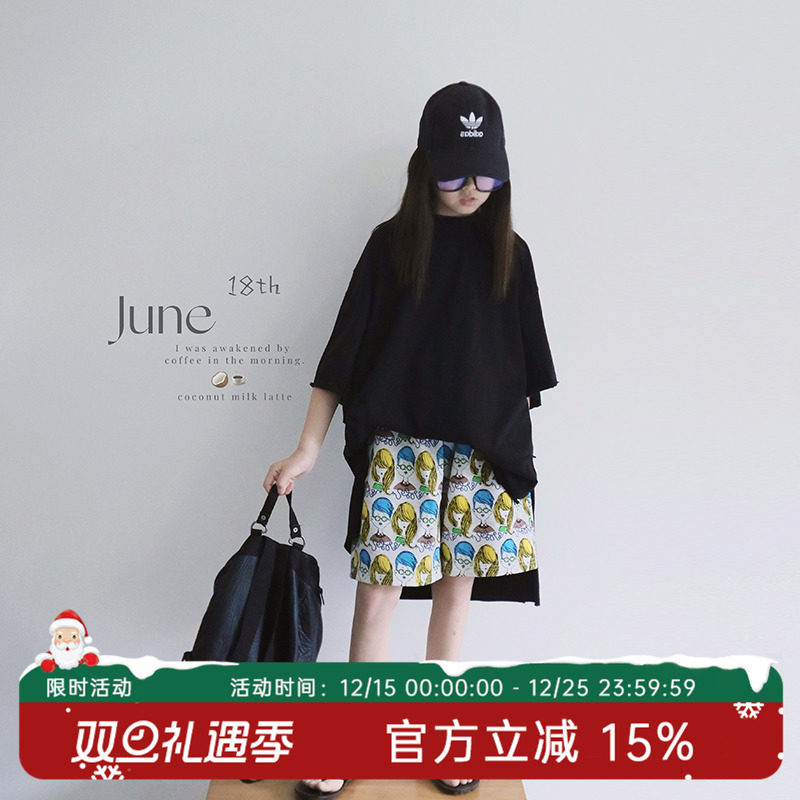 HANDE休闲中裤中性人像印花