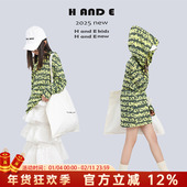 AND 女大童女童装 2026春季 满印字母连帽防晒衫 原创童装 新款