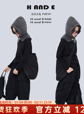 H AND E 原创童装2025秋冬季新款460克黑色加厚垮裤女冬季休闲裤