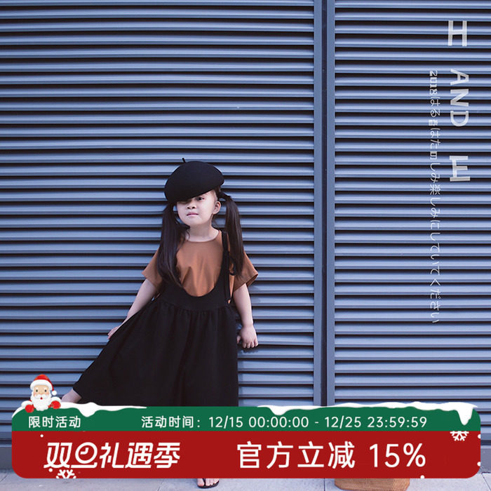 背带裤hande高腰纯棉风格