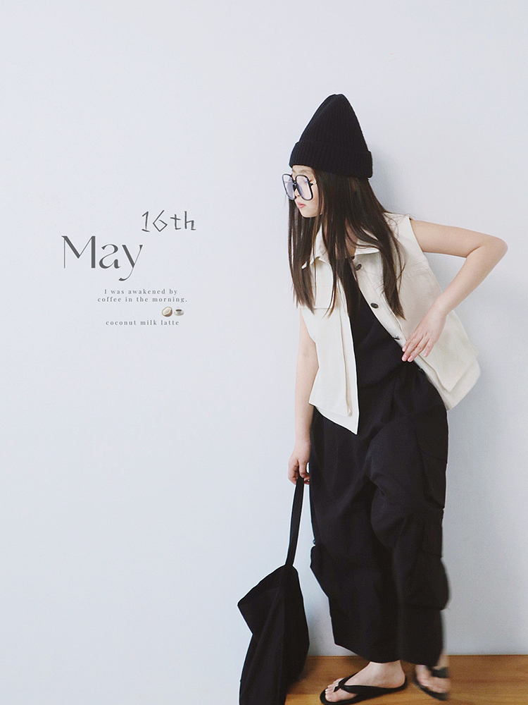 HANDE2023年韩版米色工装马甲