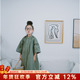 童装 女童风衣森系中长款 绿灰色纯棉日系儿童洋气外套秋季