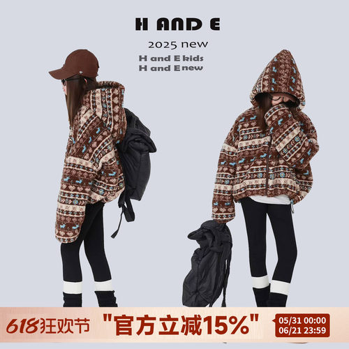 加厚保暖咖色民族风夹棉棉服