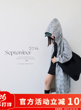 H AND E 原创童装女童卫衣外套满印米奇灰色连帽加长2026早秋新款