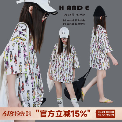 抽象人物印花oversize大T