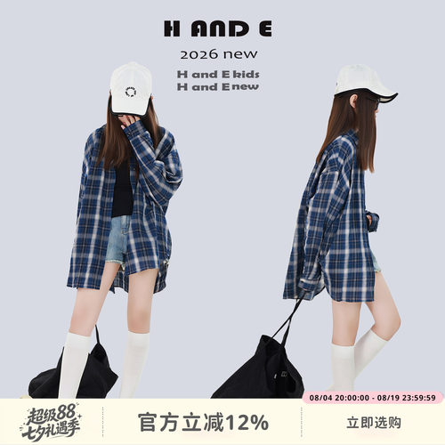 HANDE蓝格子OVERSIZE衬衫