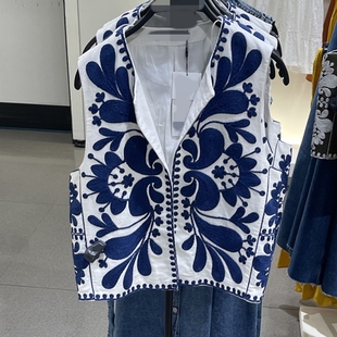 ZARLuvip查罗新款 刺绣背心马夹百搭复古风外套气质上衣女6895257