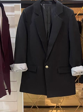ZARLuvip查罗春秋新款一粒扣西装女装黑色休闲小西服外套8195518