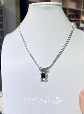 铜合金黑色锆石双层毛衣链女2026新款小众锁骨链中性男女同款项链