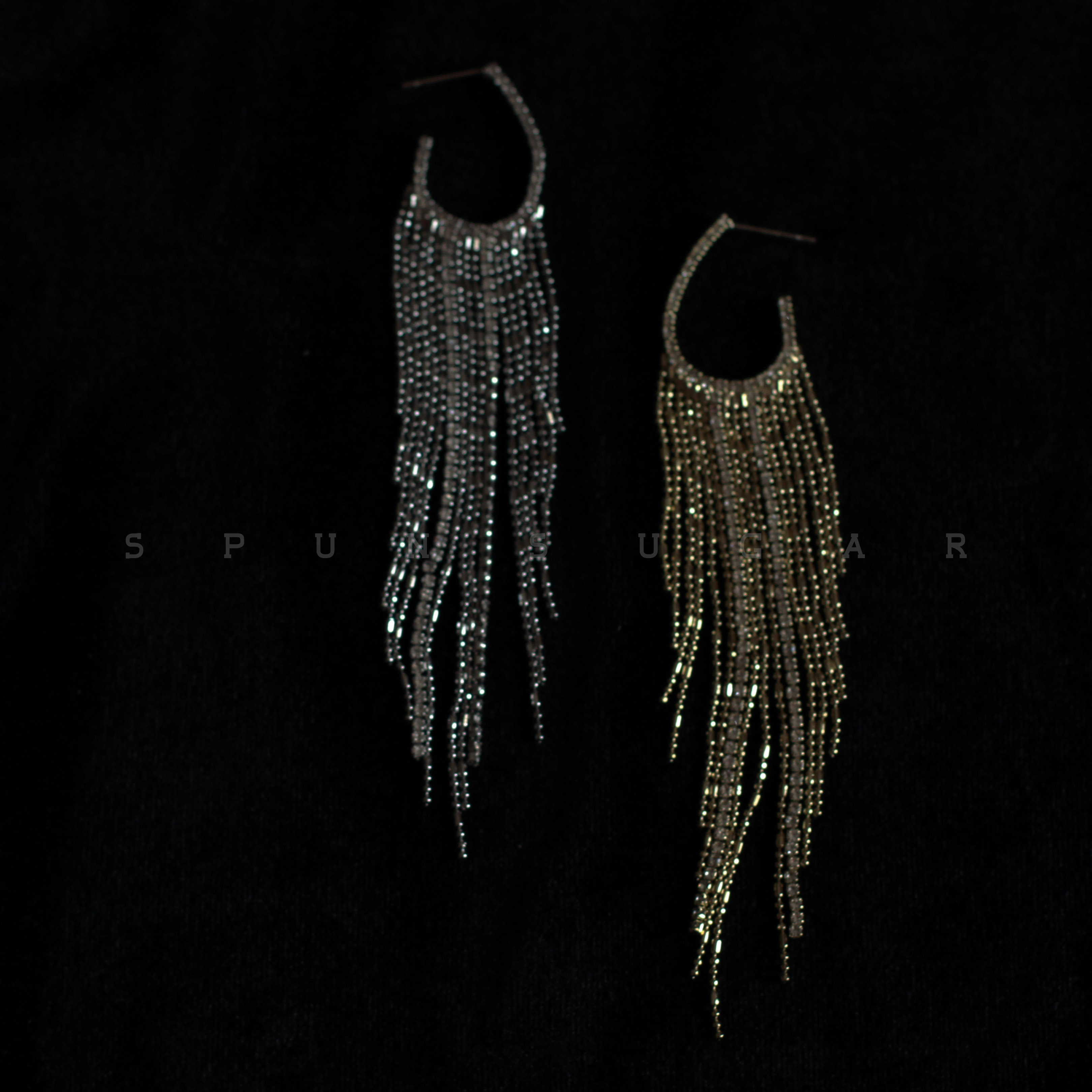 超闪耀925银针长款闪亮流苏耳坠