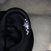 满钻超闪一束流星耳骨钉精致五角星钛钢平底螺丝耳蜗钉耳钉耳饰女