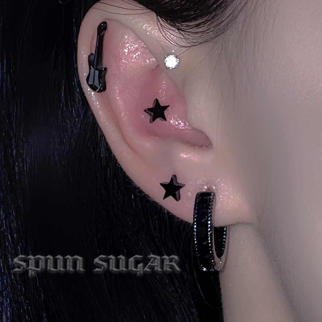 万圣节黑色摇滚吉他星星耳骨钉
