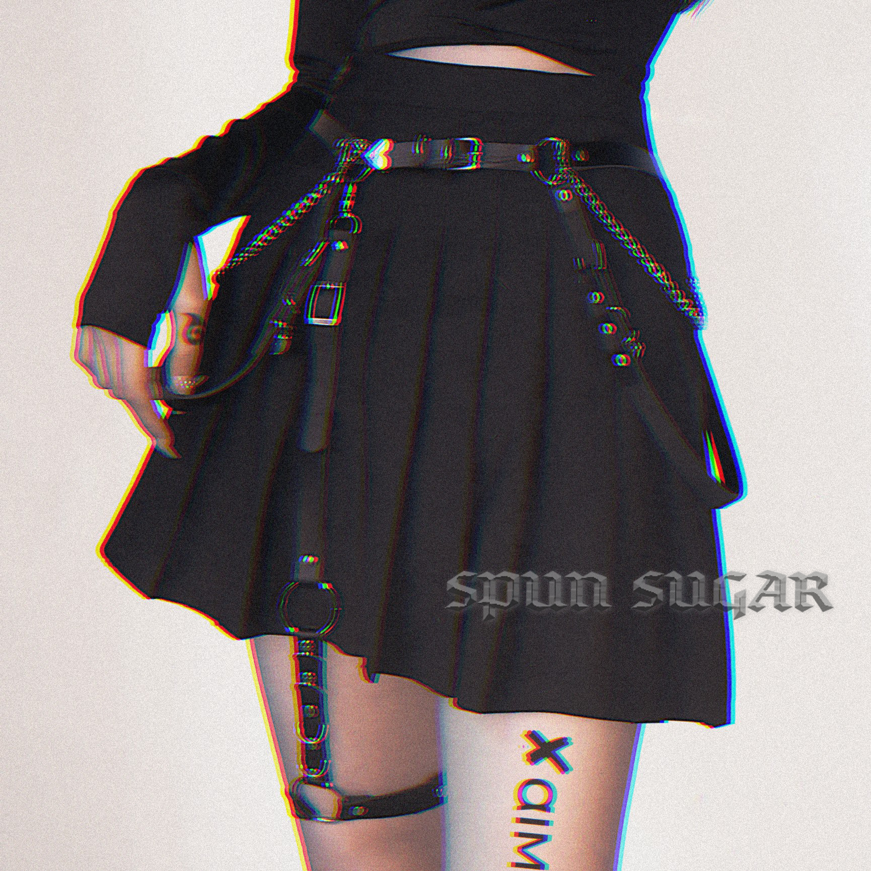 多用腰链背带链暗黑潮范皮制腰带