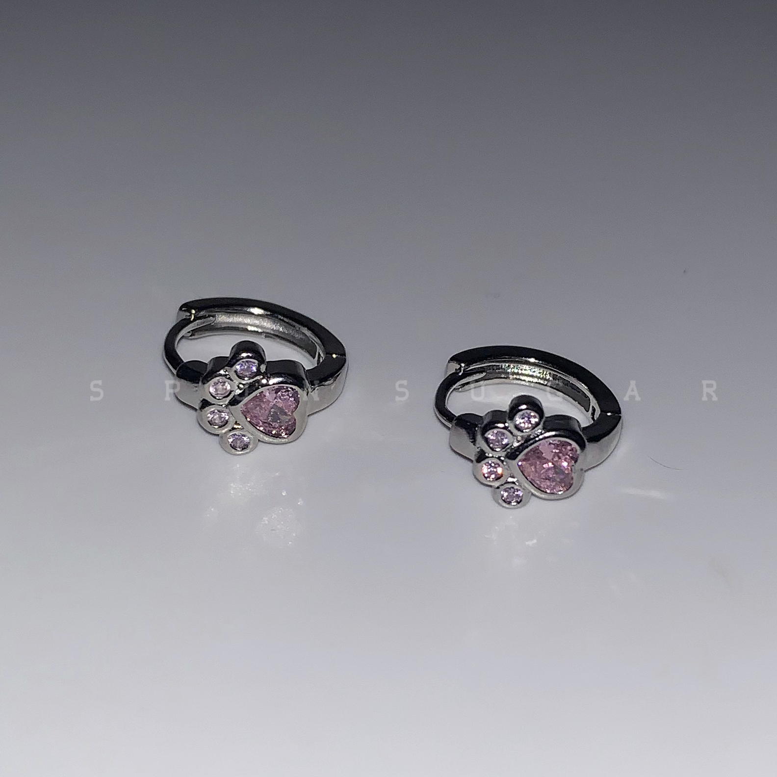 可爱粉色猫爪耳圈耳扣闪闪软妹