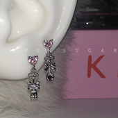 甜美可爱蝴蝶结小叉子耳骨钉医用钛钢小众少女心童趣勺子耳钉耳环