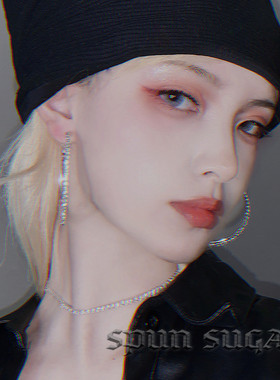 欧美博主ins风肯豆Kendall经典超闪水钻锆石夸张大圆圈百搭耳环