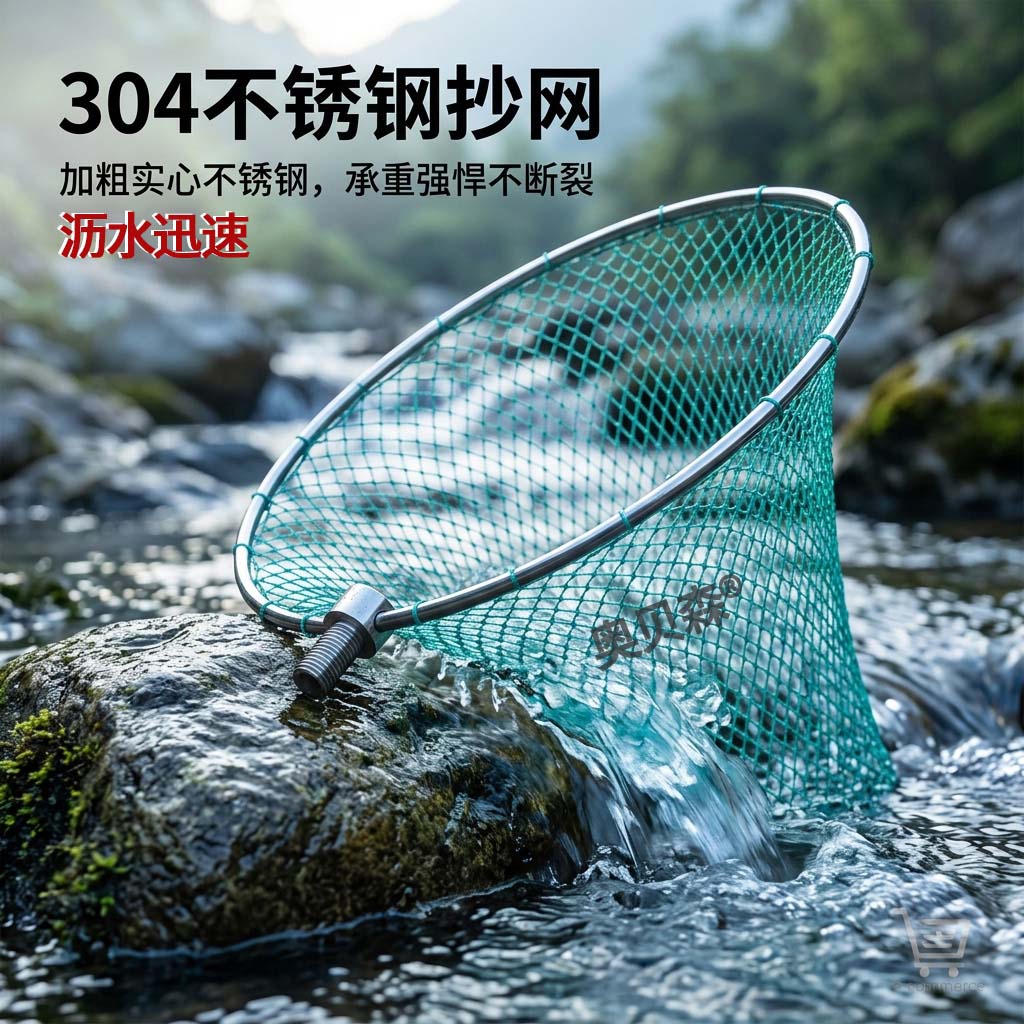 不锈钢实心抄网头8mm大物钓鱼图片