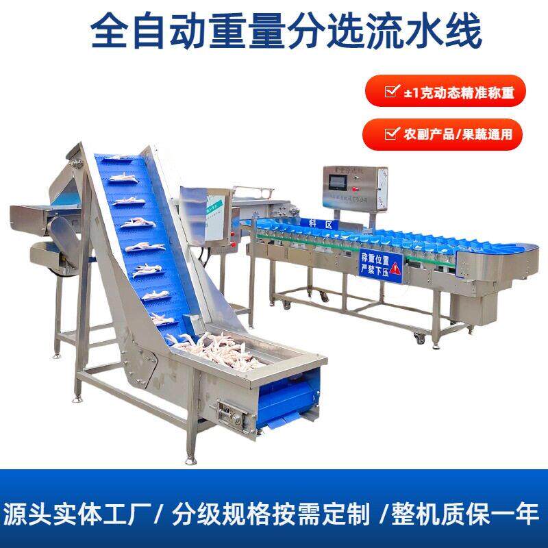 商用鸡爪成套分选流水线禽肉制品加工厂一体化分级机肘子分选机