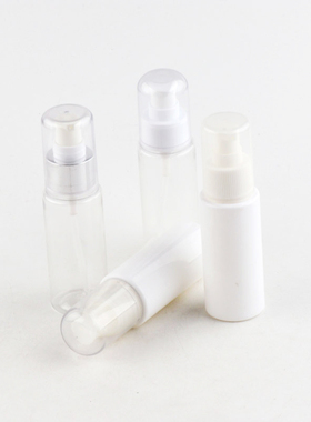 24口60ml平肩透明白色PET塑料瓶圆头粉泵按压瓶BB霜乳液鸟嘴空瓶
