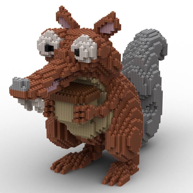 8mm串联积木儿童玩具颗粒迪斯尼冰河世纪松鼠动物造型搭建定制