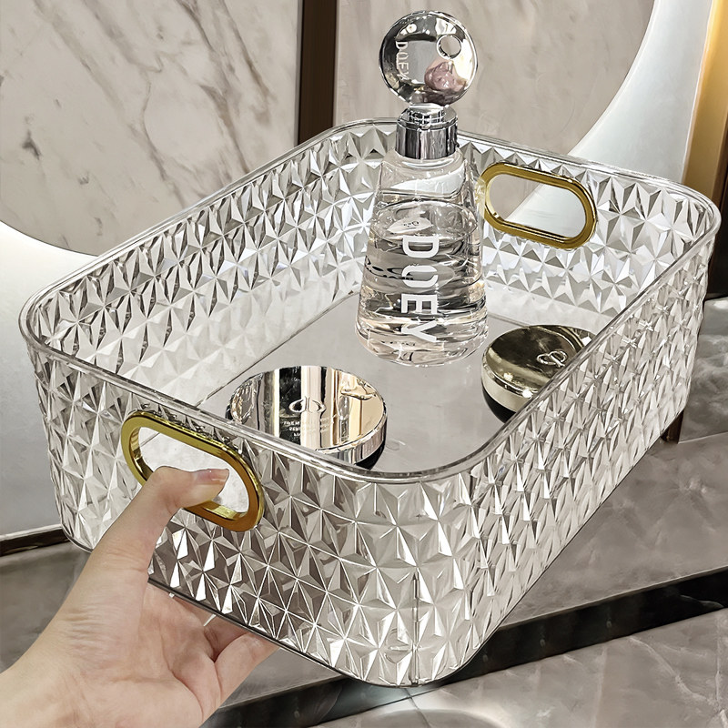 透明亚克力收纳盒桌面化妆品客厅茶几零食收纳筐高级感整理小盒子,收纳整理,桌面收纳盒,淘宝优惠券,粉丝福利购,淘宝优惠卷