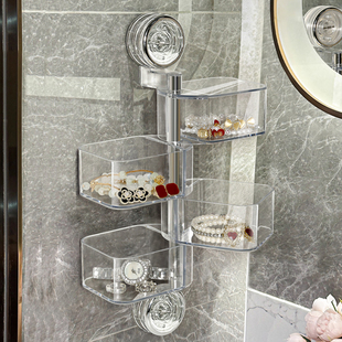 吸盘壁挂首饰盒家用洗漱台挂墙项链戒指耳钉置物架发饰皮筋收纳盒