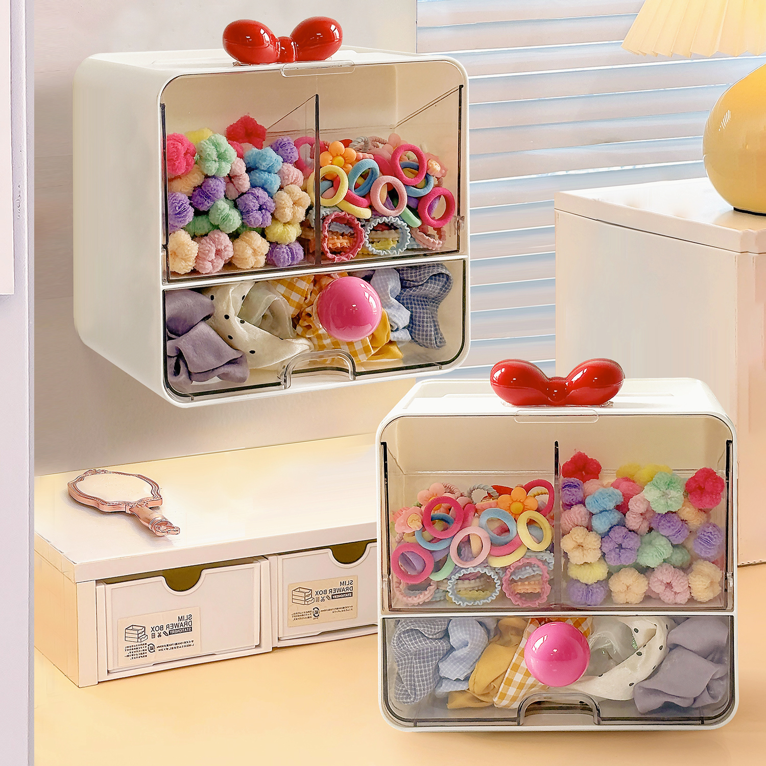 壁挂儿童发饰收纳盒可爱桌面盒子