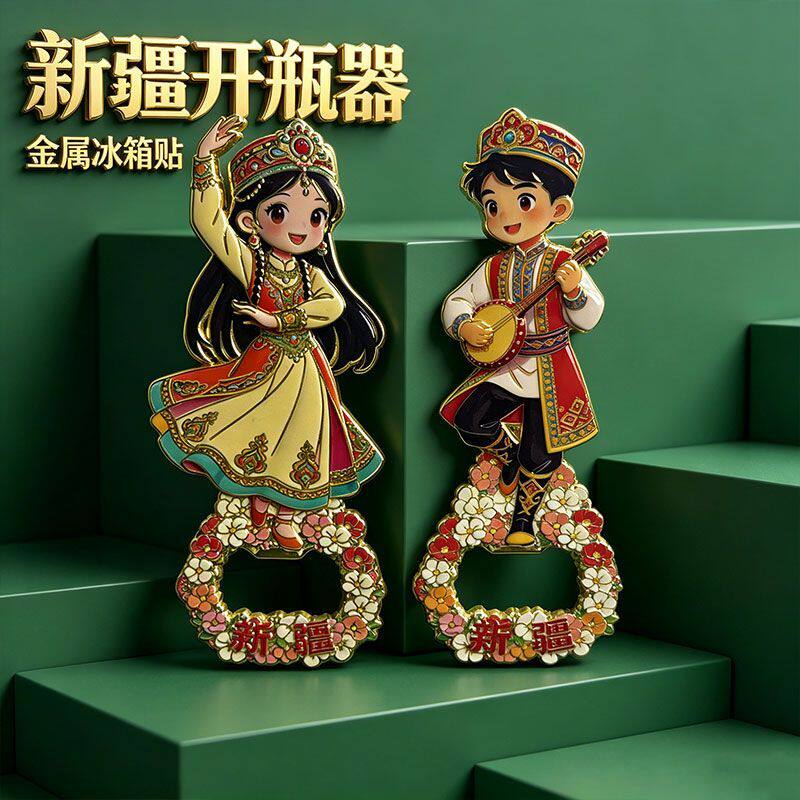 新疆民族风金属冰箱贴开瓶器创意