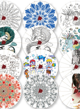 DIY绘画填色油纸伞装饰吊顶舞蹈伞演出道具中国风传统古典红色伞