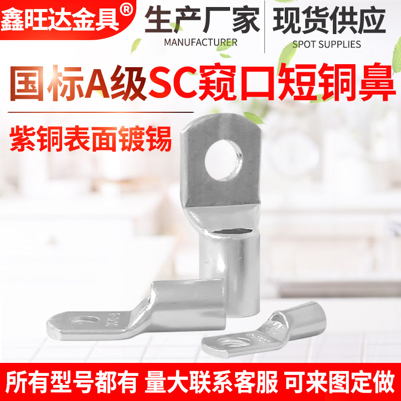 SC窥口铜鼻子接线端子6 10 16 25 35平方镀锡国标线耳线鼻子国标