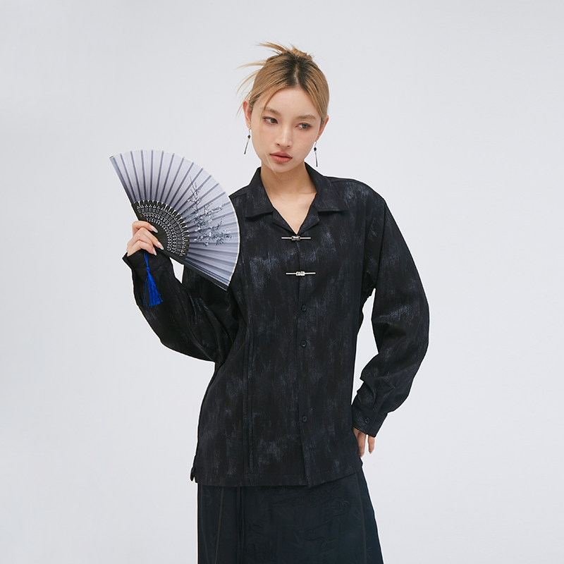 【断码特价】Clamisgold国潮牌中国风新中式宽松长袖衬衫男女上衣 - 实物图