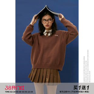 Clamisgold（岚室）巧克力*复古v领毛衣内搭秋冬打底针织衫上衣女