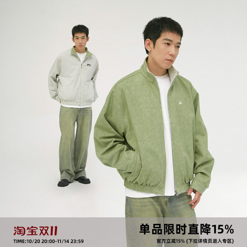 CLAMISGOLD双面穿立领宽松夹克
