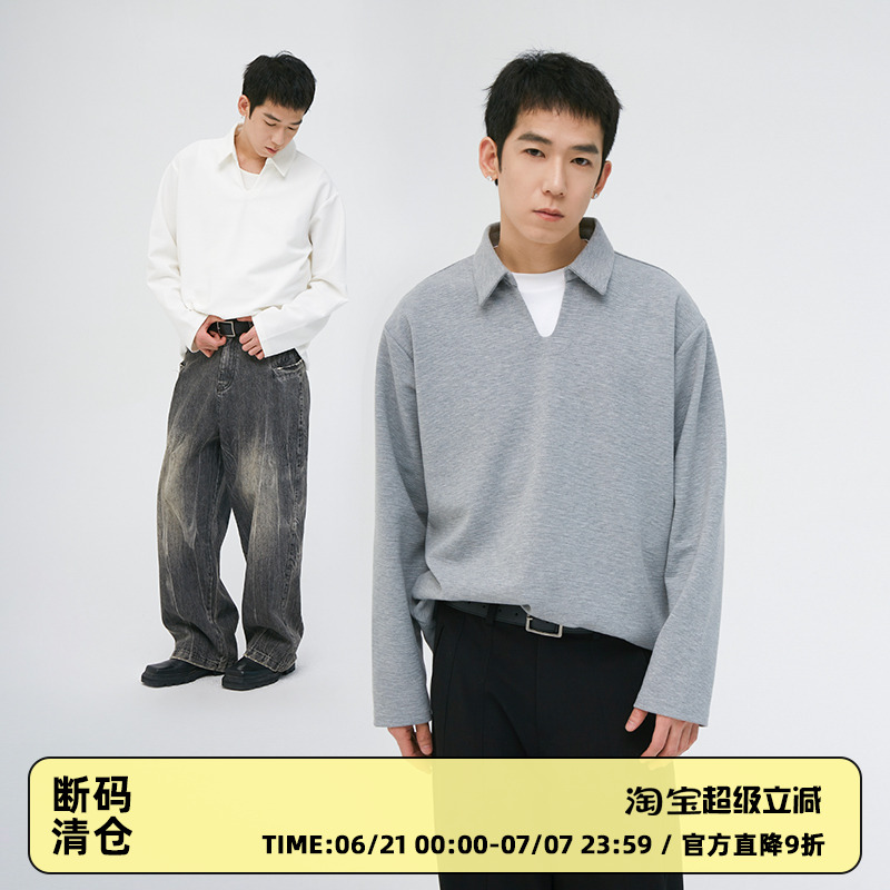 CLAMISGOLD长袖通勤男空气层T恤