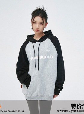 【断码特价】CLAMISGOLD潮牌美式印花插肩袖连帽卫衣套头帽衫情侣