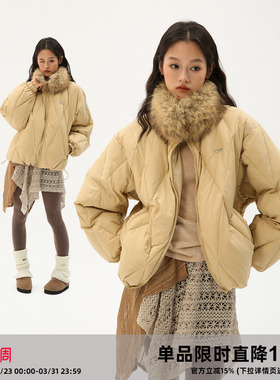 Clamisgold（岚室）环保皮草毛领*90白鸭绒25D绗线加厚派克羽绒服