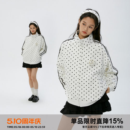 岚室玫瑰波点蕾丝开衫卫衣外套女