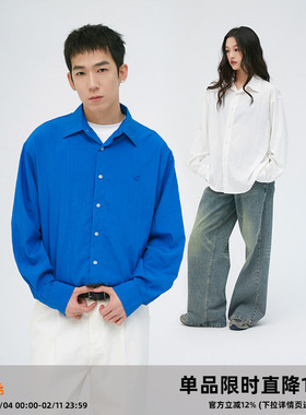 【自然褶皱肌理】CASD/Clamisgold克莱因蓝长袖衬衫轻盈防晒衬衣