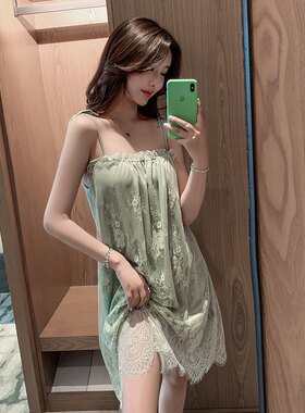 吊带睡裙女短薄款法式蕾丝
